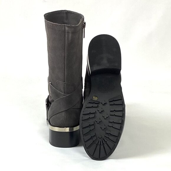 New Vince Camuto Wethima Shady Grey Suede Leather Mid-Calf Engineer Boot 8 - Picture 8 of 11